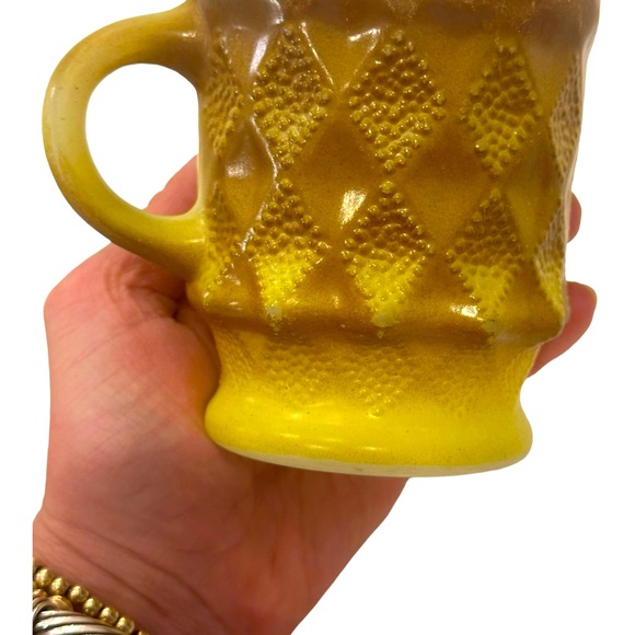 Fire King Anchor Hocking Kimberly Glass Coffee Mug Mid Century Modern Yellow x 2 - Picture 3 of 6